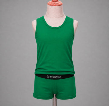 Boys’ Green Tank Top & Shorts Set – Comfortable 2-Piece Summer Outfit with Winkies Waistband