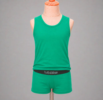 Boys’ Green Tank Top & Shorts Set – Comfortable 2-Piece Summer Outfit with Winkies Waistband