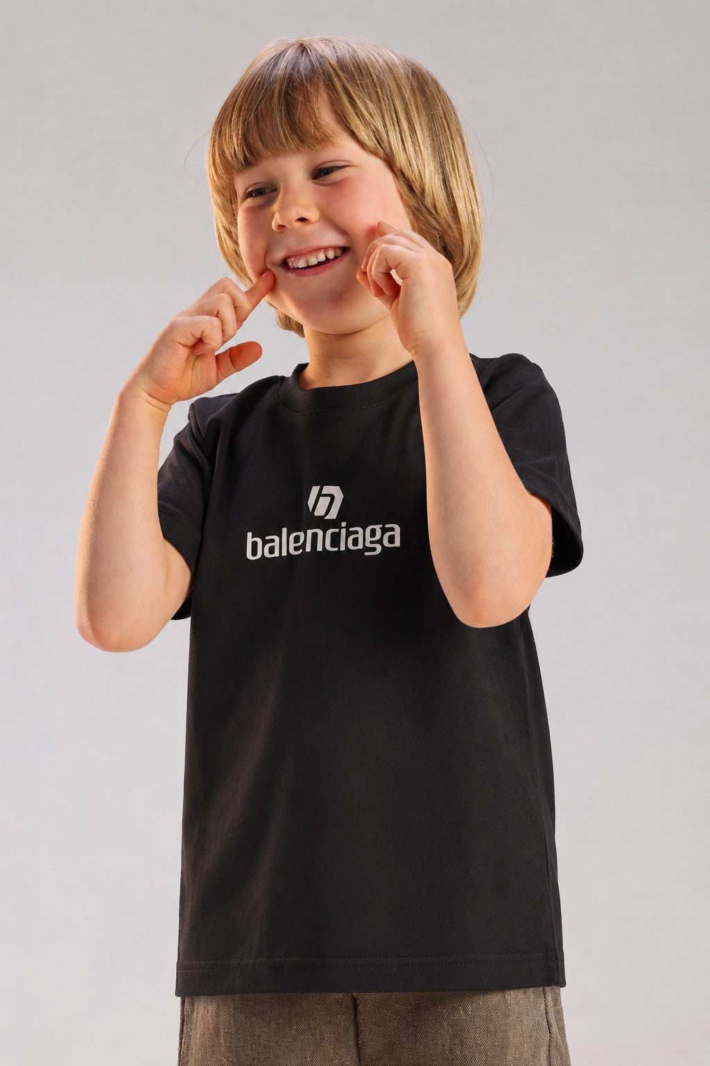 Boys' Black Balenciaga Graphic T-Shirt | Oversized Streetwear Casual Tee