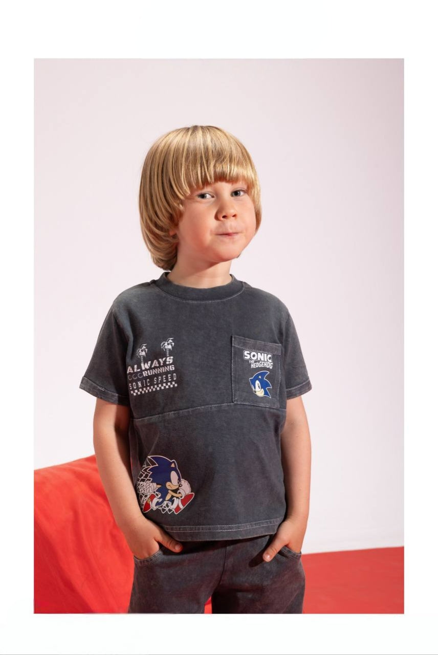 Boys’ Sonic the Hedgehog T-Shirt & Shorts Set – Casual Graphic Summer Outfit