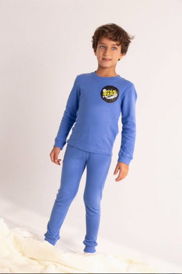 Boys’ Blue Star Wars 2-Piece Warm Pajama Set – Long-Sleeve Top & Matching Pants