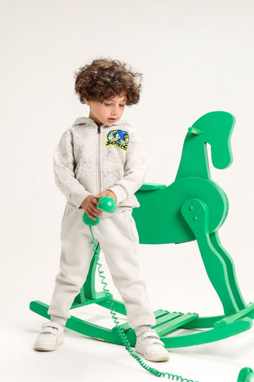 Boys’ Sonic the Hedgehog 2-Piece Tracksuit Set – Hooded Zip-Up Jacket & Jogger Pants