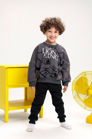 Kids’ Disney Lion King Graphic Sweatshirt – Charcoal Grey Crew Neck Pullover