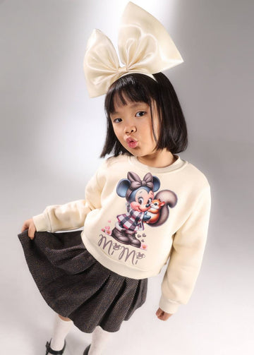 Girls’ Minnie Mouse Sweatshirt & Pleated Skirt Set – Cute Character Two-Piece Outfit