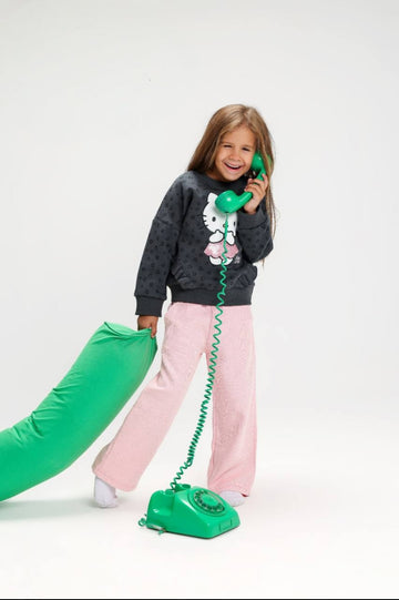 Girls’ Hello Kitty Sweatshirt & Wide-Leg Pants Set – Cute Character Two-Piece Outfit