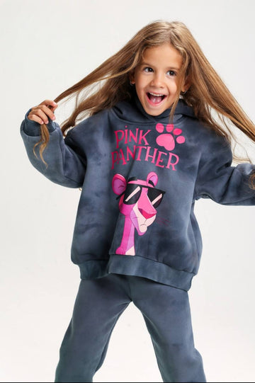 Girls’ Pink Panther Hoodie & Jogger Pants Set – Graphic Two-Piece Casual Outfit