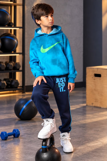 Boys’ Nike Blue Tie-Dye Hoodie & Jogger Pants Set – Sporty Two-Piece Outfit