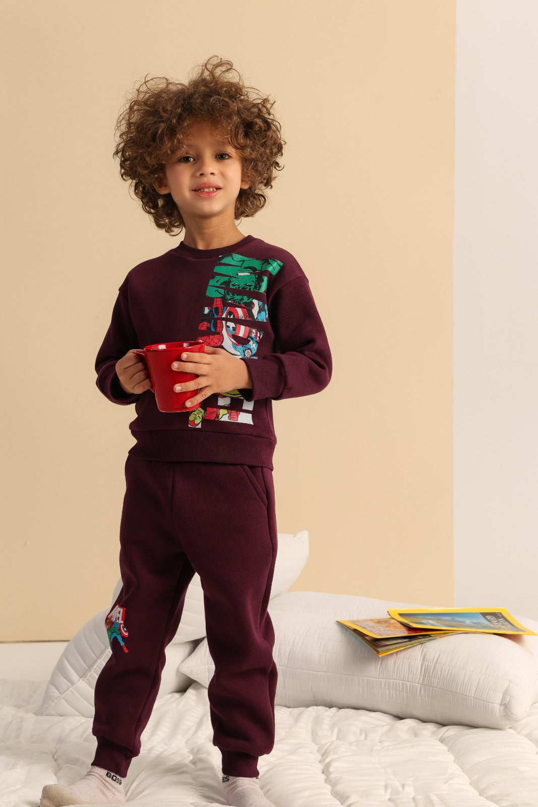 Boys Marvel Graphic Sweatshirt & Jogger Set – Burgundy