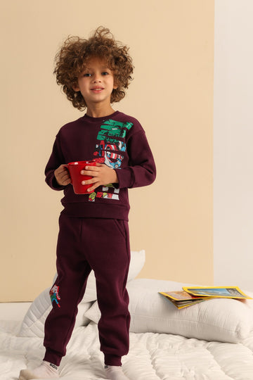 Boys Marvel Graphic Sweatshirt & Jogger Set – Burgundy