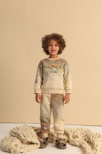 Kids Winnie the Pooh Graphic Sweatshirt & Jogger Set – Beige & Brown