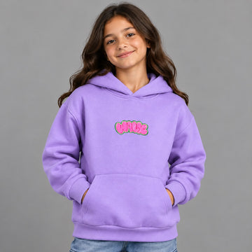 Girls’ Purple Graphic Hoodie – Stylish “Wild Back” Print Pullover Sweatshirt