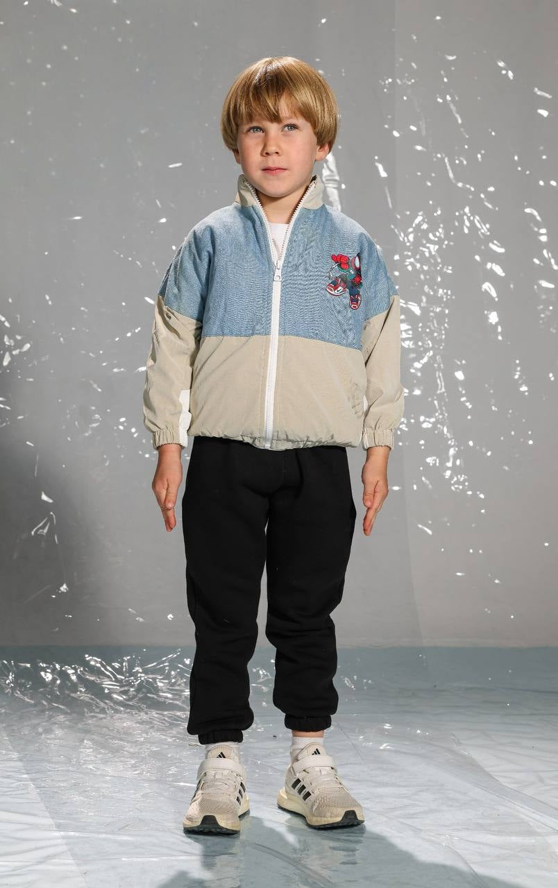 Boys’ Spider-Man Complete Outfit – Color Block Zip-Up Jacket with Black Jogger Pants