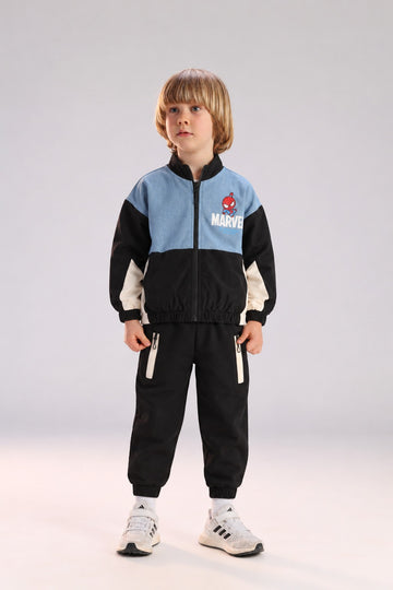 Kids Marvel Spider-Man & Avengers Color-Block Tracksuit Set – Zip-Up Jacket & Jogger Pants