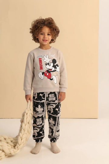 Kids’ Mickey Mouse Sweatshirt and Jogger Pants Set – Cozy Two-Piece Cartoon Tracksuit