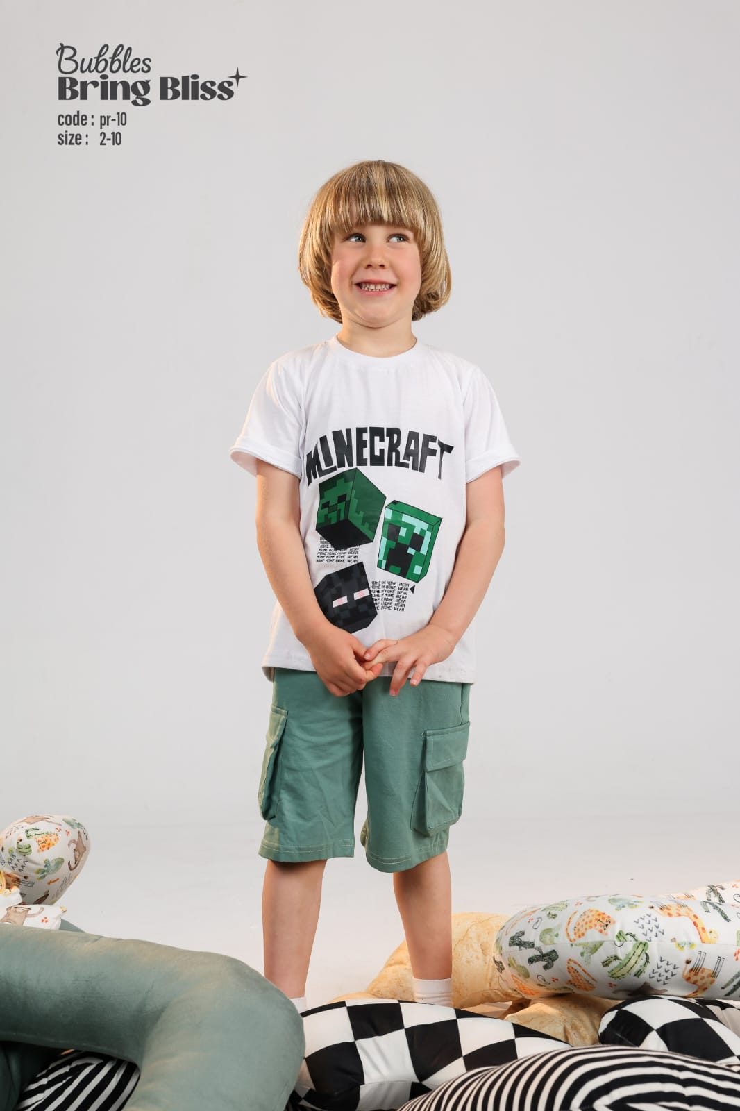 Kids Minecraft Graphic T-Shirt – White Cotton Tee (Sizes 2–10)