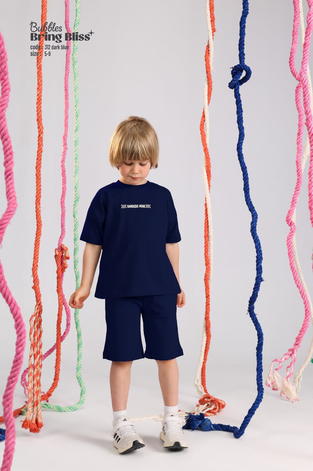 Kids Navy Blue T-Shirt & Shorts Set – Soft Cotton Casual Outfit (Sizes 5–9)