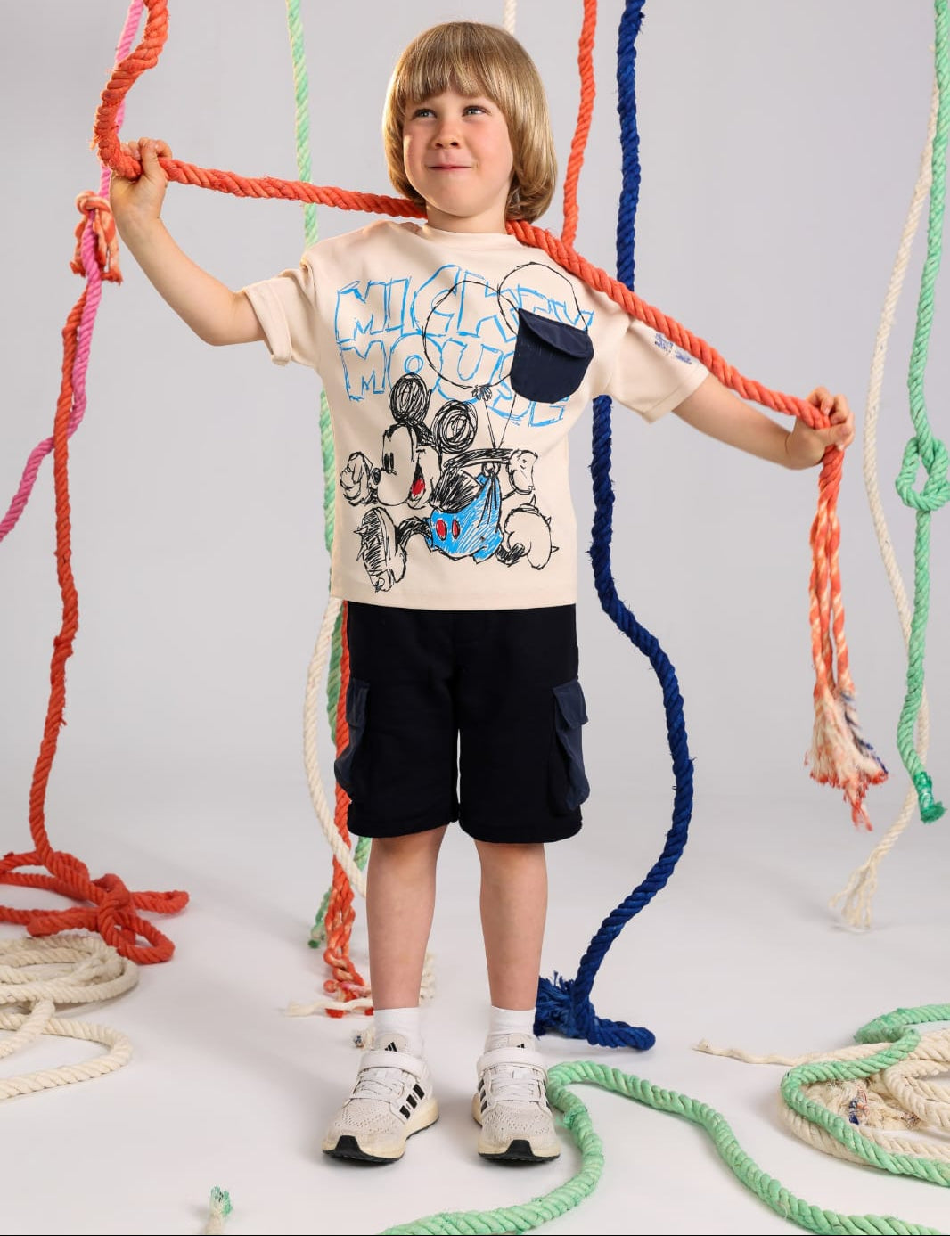 Boys Mickey Mouse printed t-shirt and cargo shorts casual summer outfit for ages 2-4 - Bubbles Kidswear Egypt