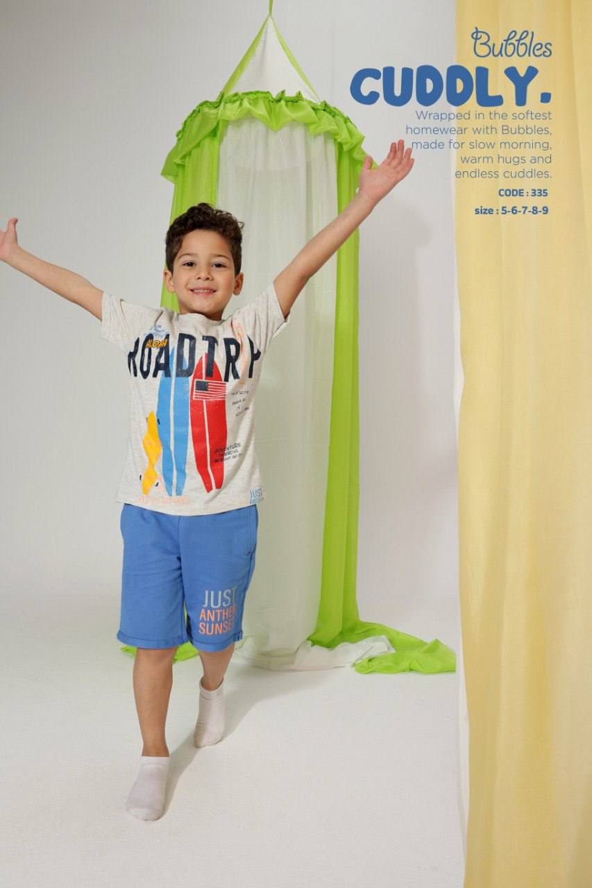 Boys “Happy Summer” Surf Print T-Shirt & Shorts Set – Soft Cotton Kids Outfit (Sizes 5–9)