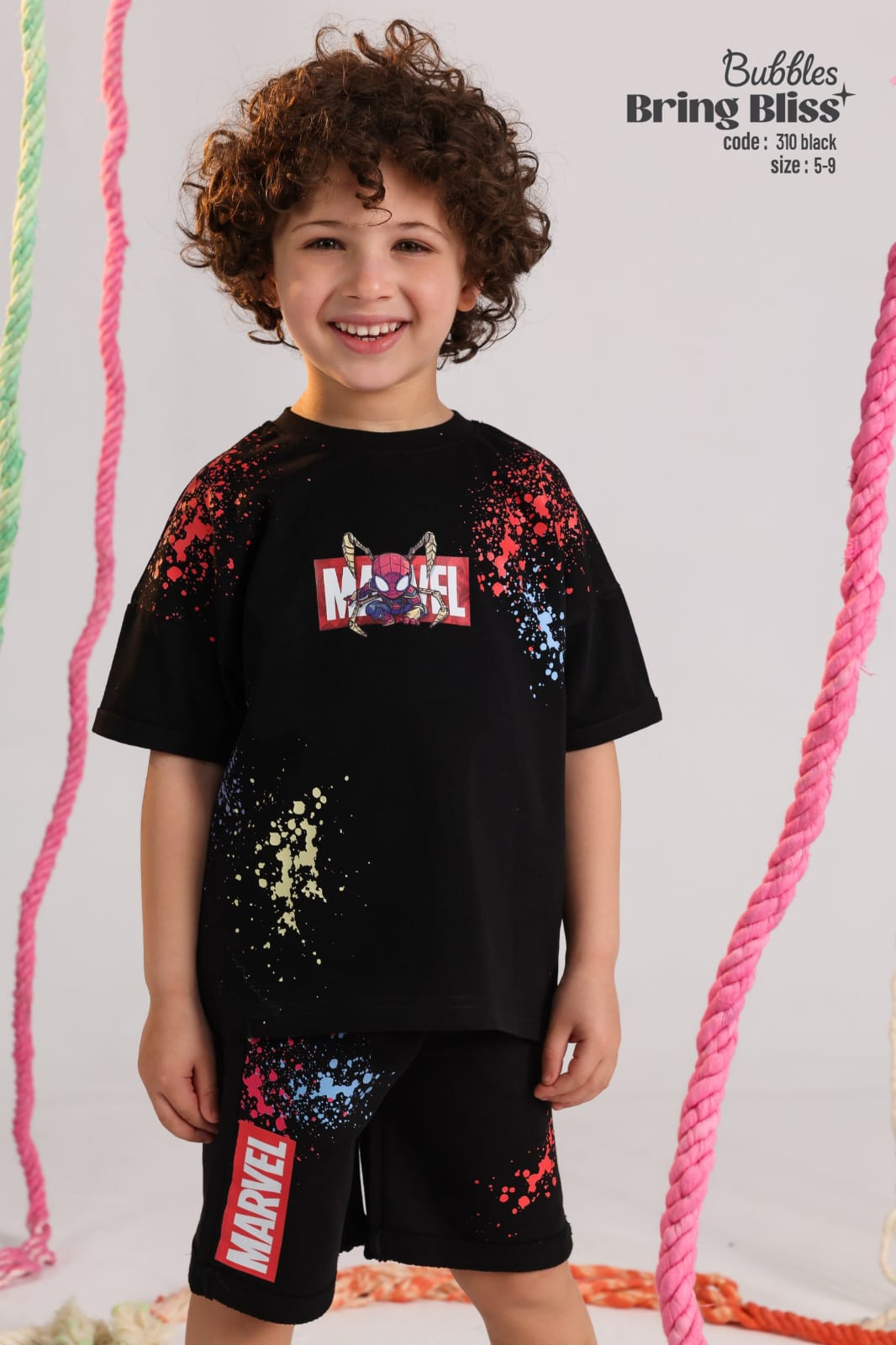 TrKids Marvel Spider-Man Black T-Shirt – Paint Splash Design | Size 5–9 (Code 310)ee Pyjama (Copy)