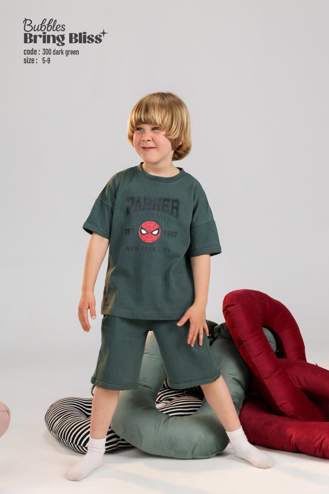 Kids Spider-Man Graphic T-Shirt – Dark Green Cotton Tee (Ages 5–9)