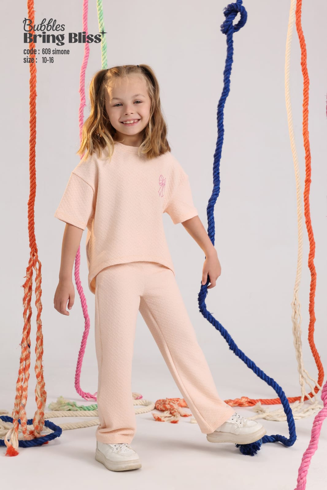 Girls Soft Knit Lounge Set – Short Sleeve Top & Wide-Leg Pants (Ages 10–16)