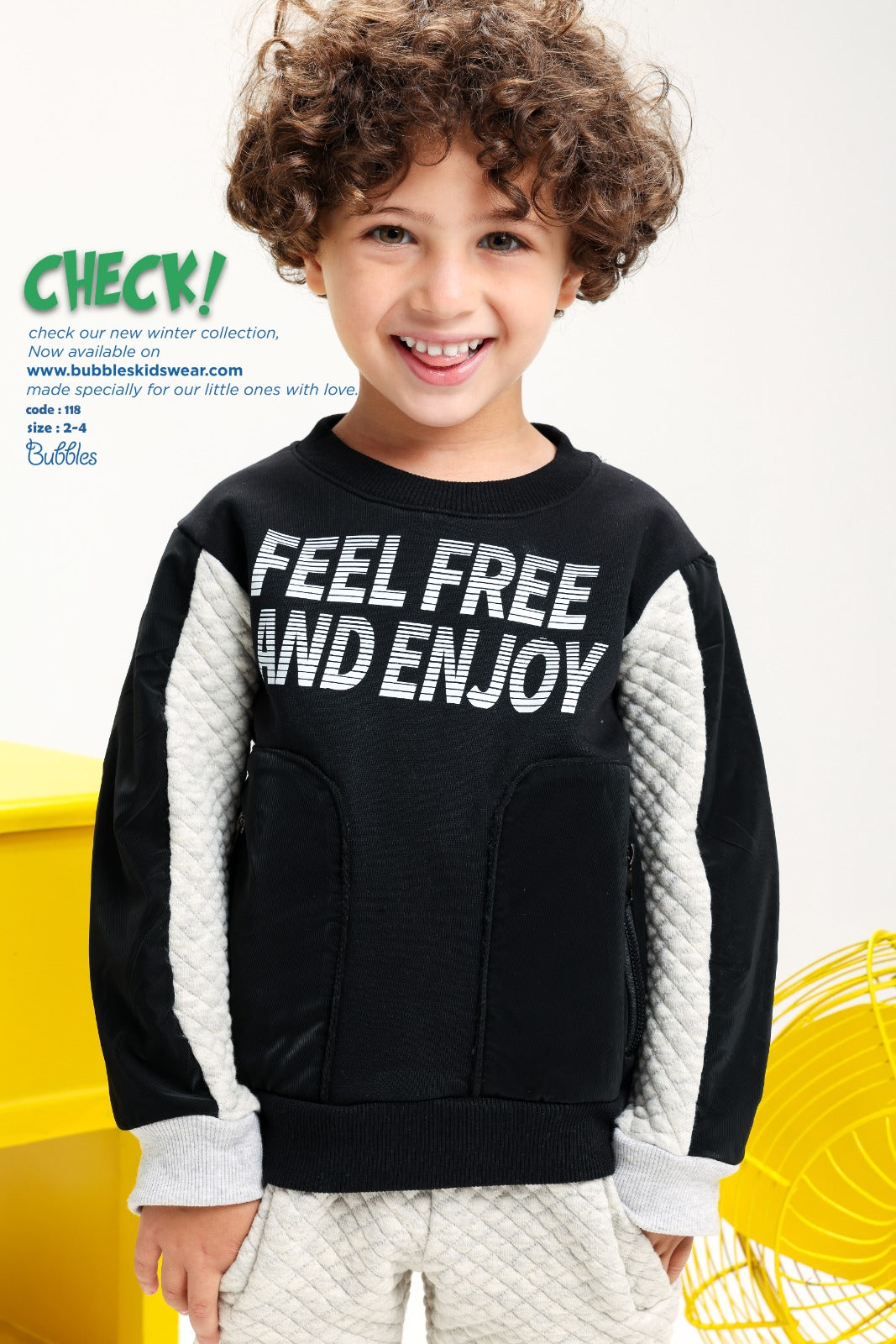Boys Feel Free Quilted Tracksuit Set – 2-Piece Sweatshirt & Jogger Pants (Ages 2–4)