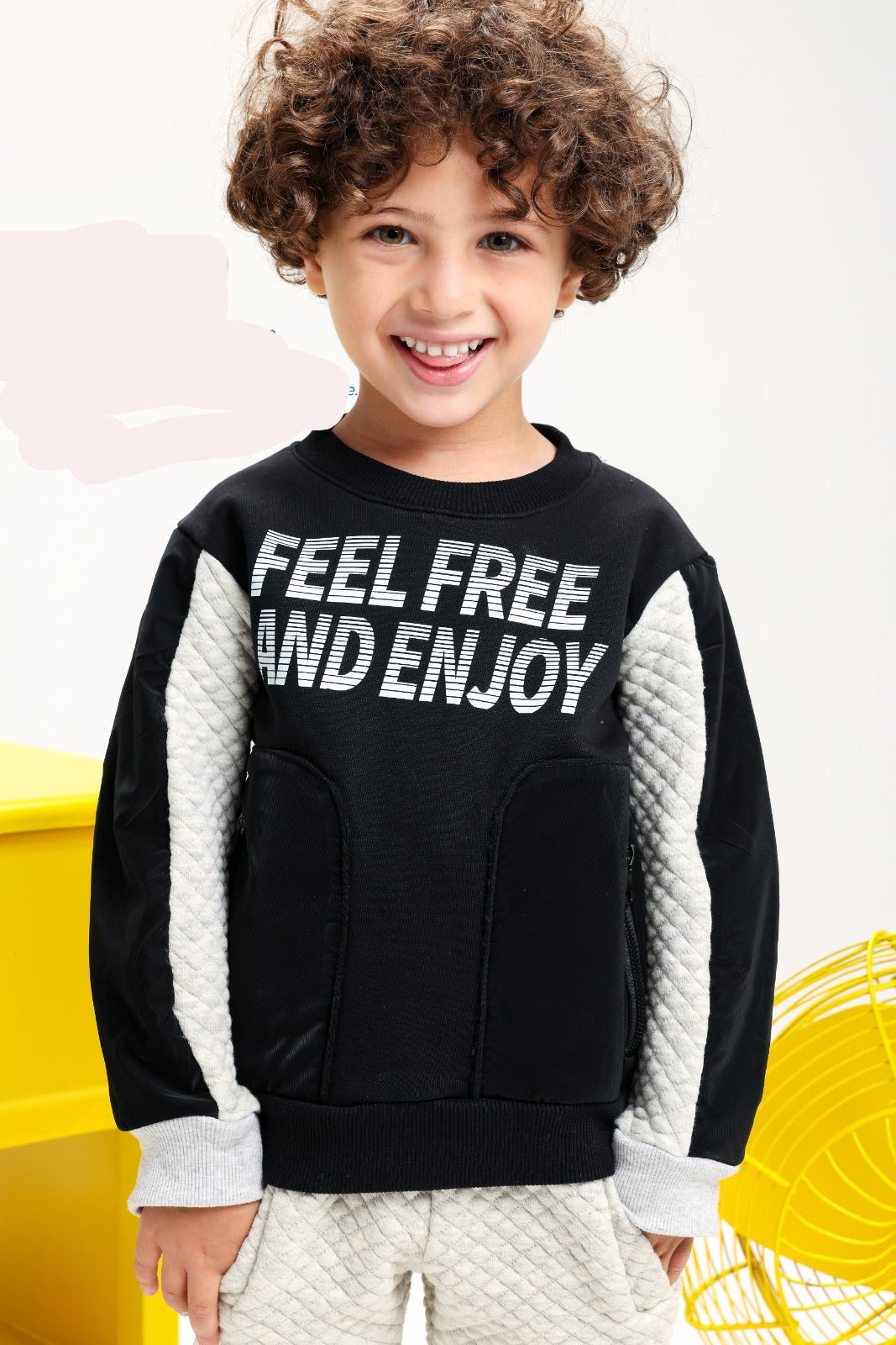 Boys Feel Free quilted tracksuit set sweatshirt and jogger pants ages 2-4 - Bubbles Kidswear Egypt