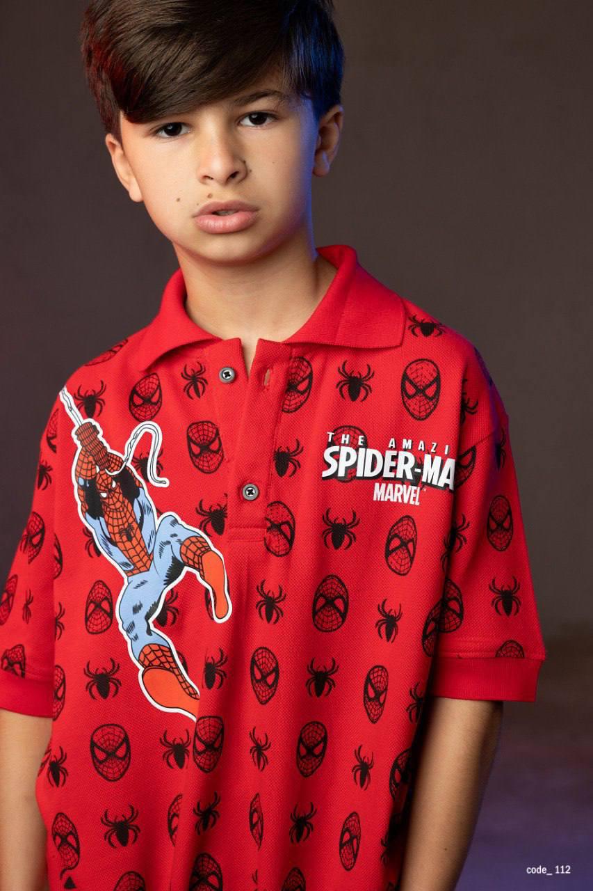 Boys Marvel Spider-Man Graphic Polo T-Shirt – Red Short Sleeve Character Print Casual Tee