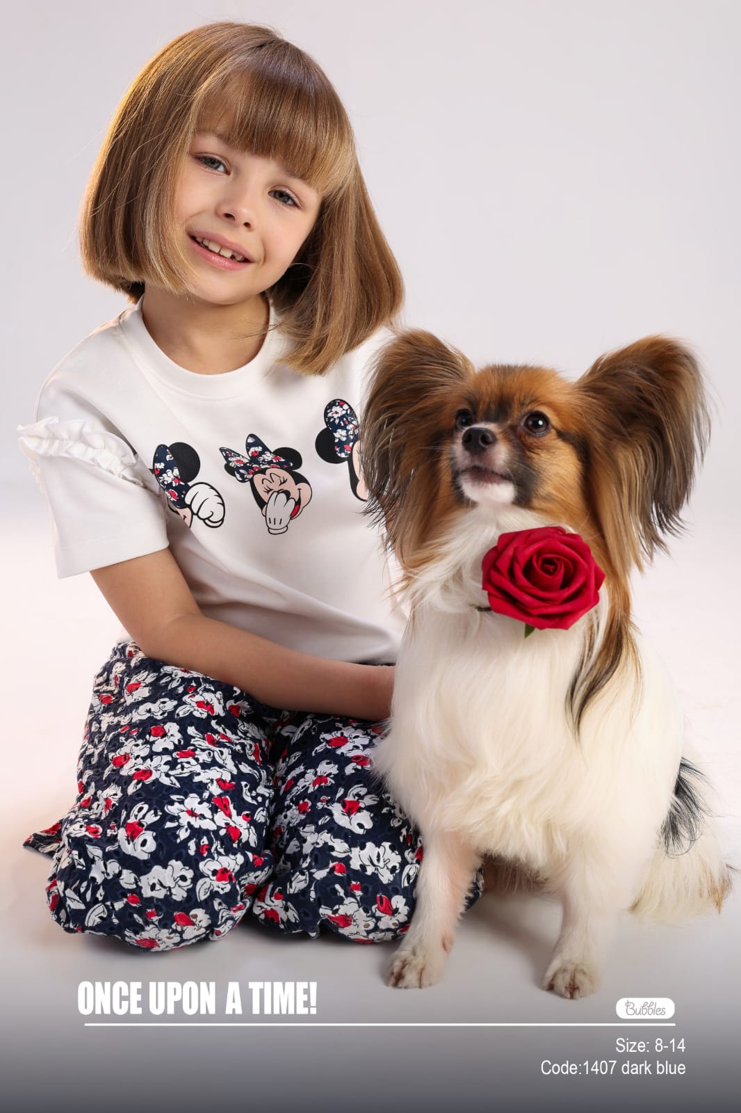 Girls Minnie Mouse Printed T-Shirt & Wide-Leg Pants Set – Stylish Casual Cotton Outfit for Kids