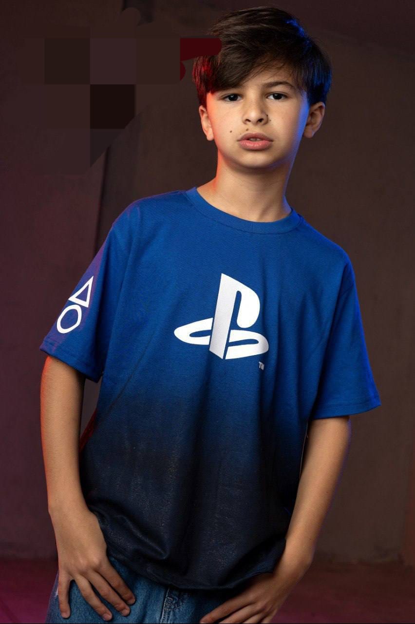 Boys PlayStation Graphic T-Shirt – Blue Ombre Short Sleeve Casual Tee