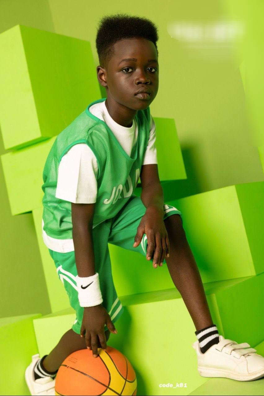 Kids Green Basketball Sports Set – Jersey & Shorts Breathable Athletic Outfit