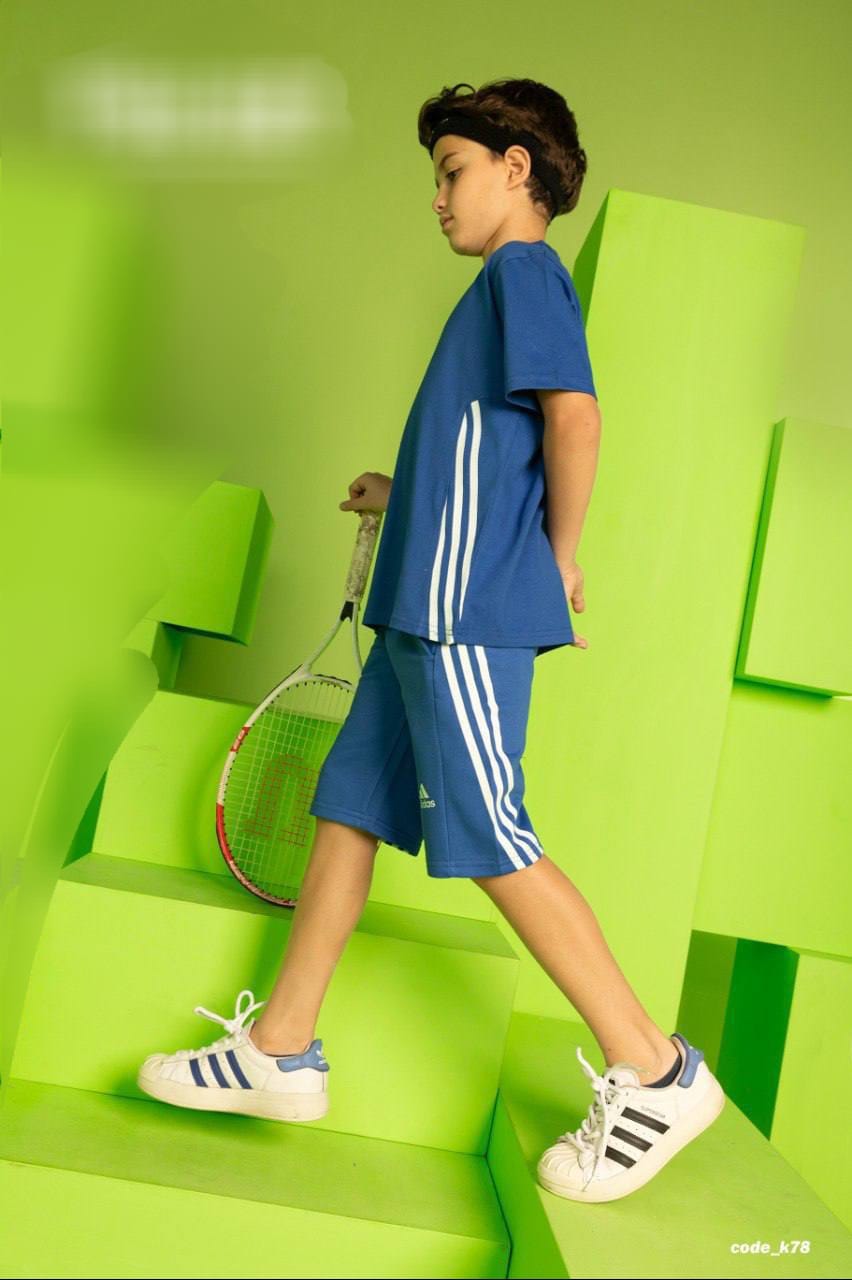 Boys Sports T-Shirt & Shorts Set – Blue Activewear Summer Outfit