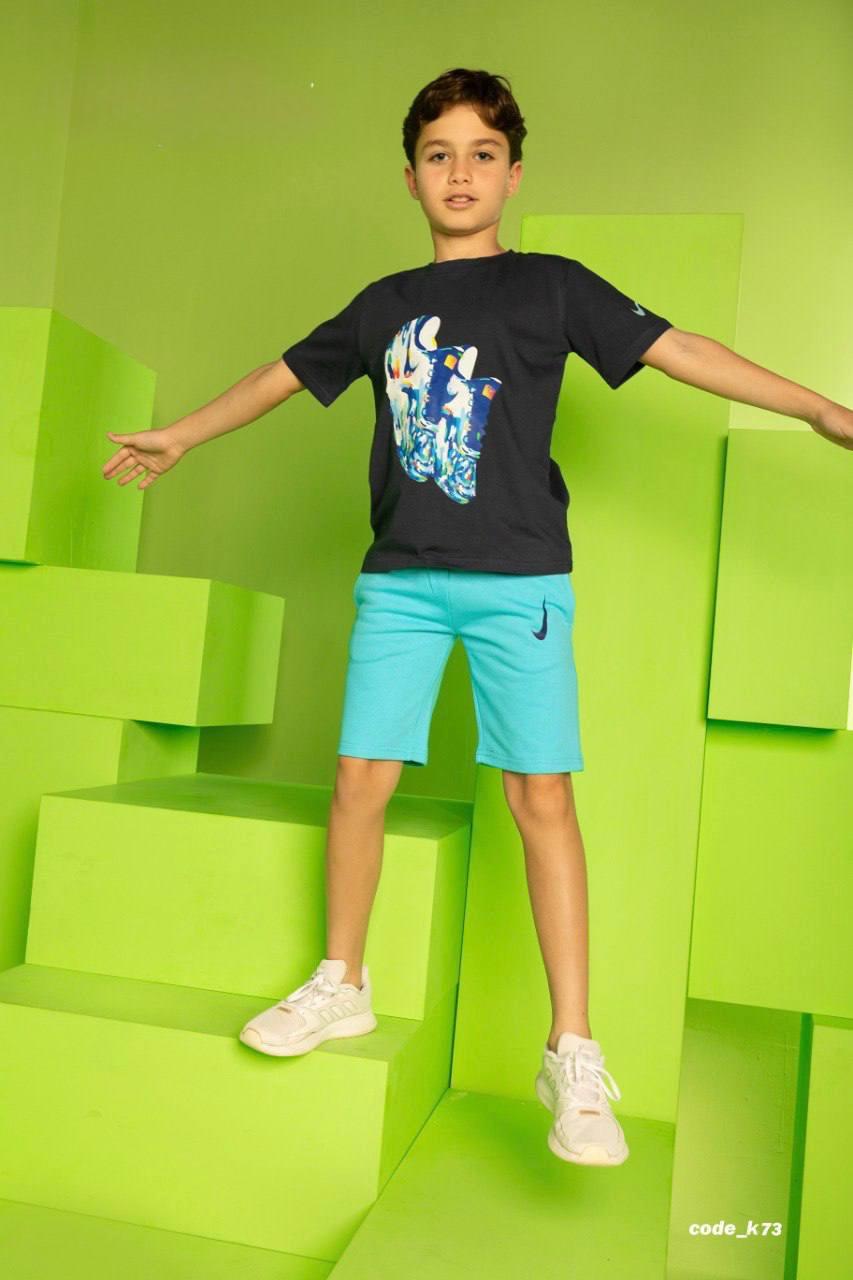 Boys Performance T-Shirt & Shorts Set – Black & Navy Summer Activewear
