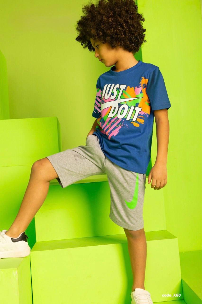 Boys' Graphic Cotton T-Shirt – Colorful "Just Do It" Print Casual Short Sleeve Tee