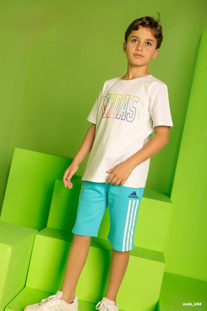 Boys' White Graphic Cotton T-Shirt – Rainbow Outline Logo Casual Short Sleeve Tee