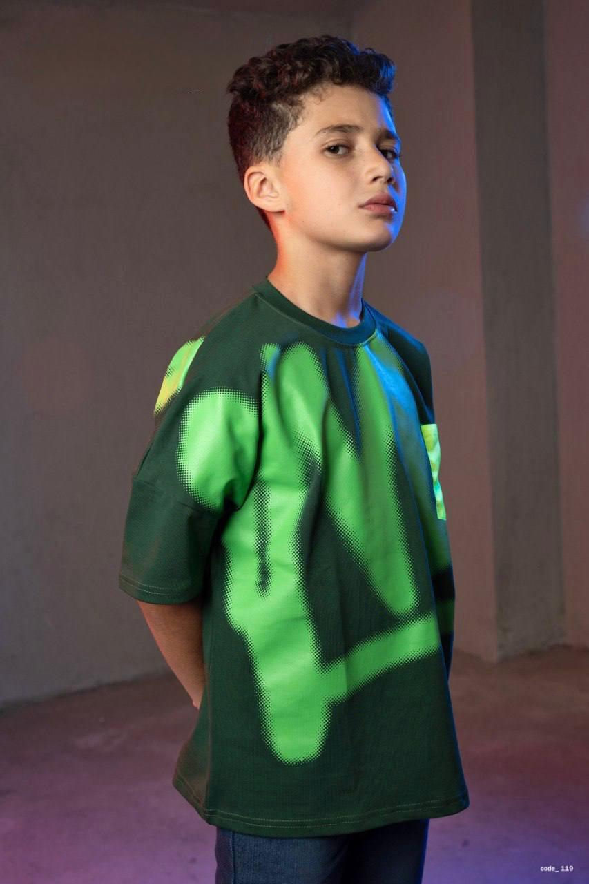 Boys' Solid Green Cotton T-Shirt – Classic Crew Neck Casual Short Sleeve Tee