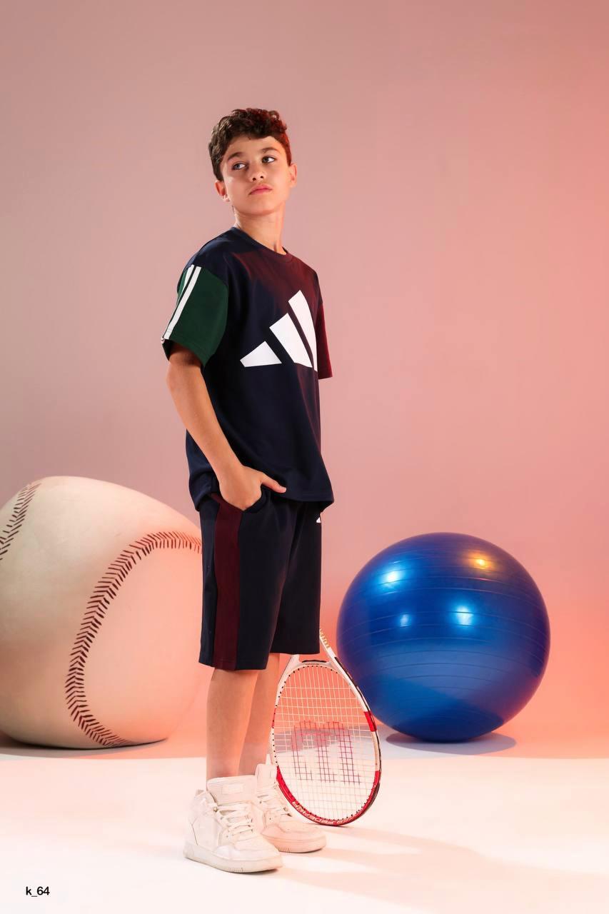Boys Sports Graphic T-Shirt & Shorts Set – 2-Piece Athletic Summer Outfit in Navy