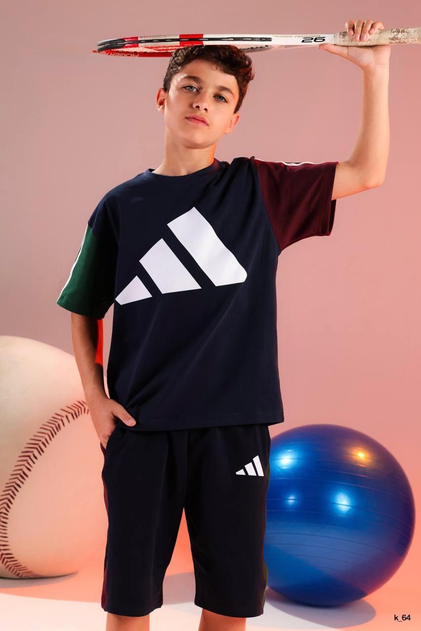Boys Sports Graphic T-Shirt & Shorts Set – 2-Piece Athletic Summer Outfit in Navy