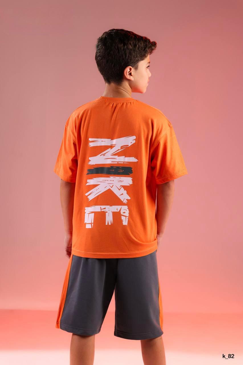 Boys' Oversized Blue Graphic T-Shirt – Trendy Casual Cotton Short Sleeve Tee