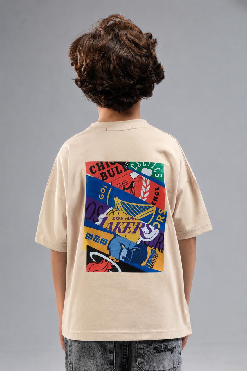 Boys' NBA Graphic Oversized T-Shirt | Soft Cotton Casual Streetwear Tee