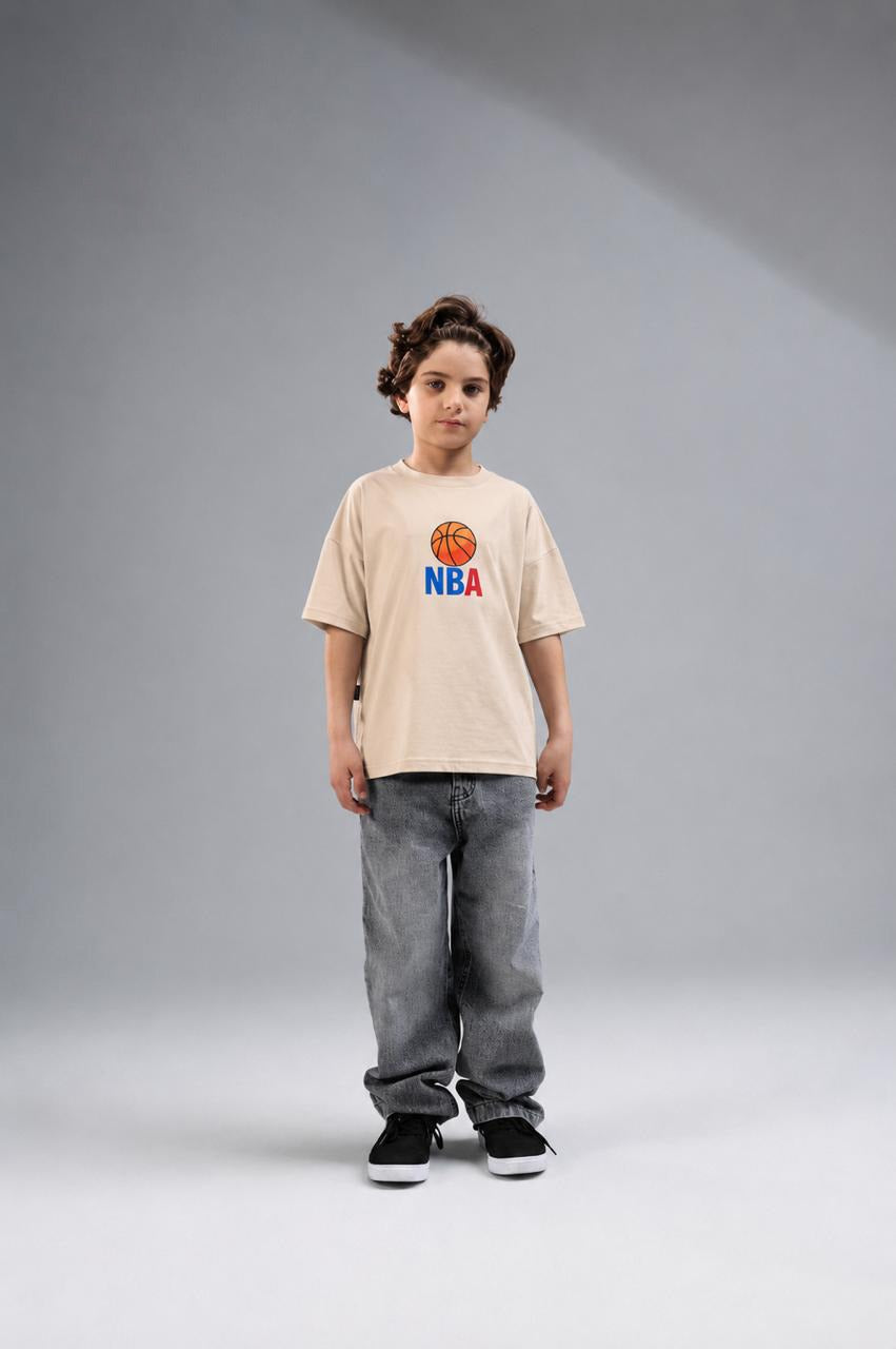 Boys' NBA Graphic Oversized T-Shirt | Soft Cotton Casual Streetwear Tee