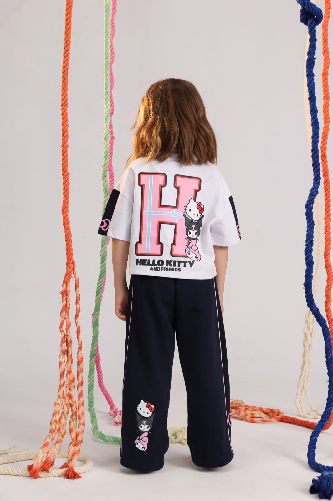 Girls' Hello Kitty Graphic T-Shirt & Wide-Leg Pants Set | Soft Cotton Casual Outfit