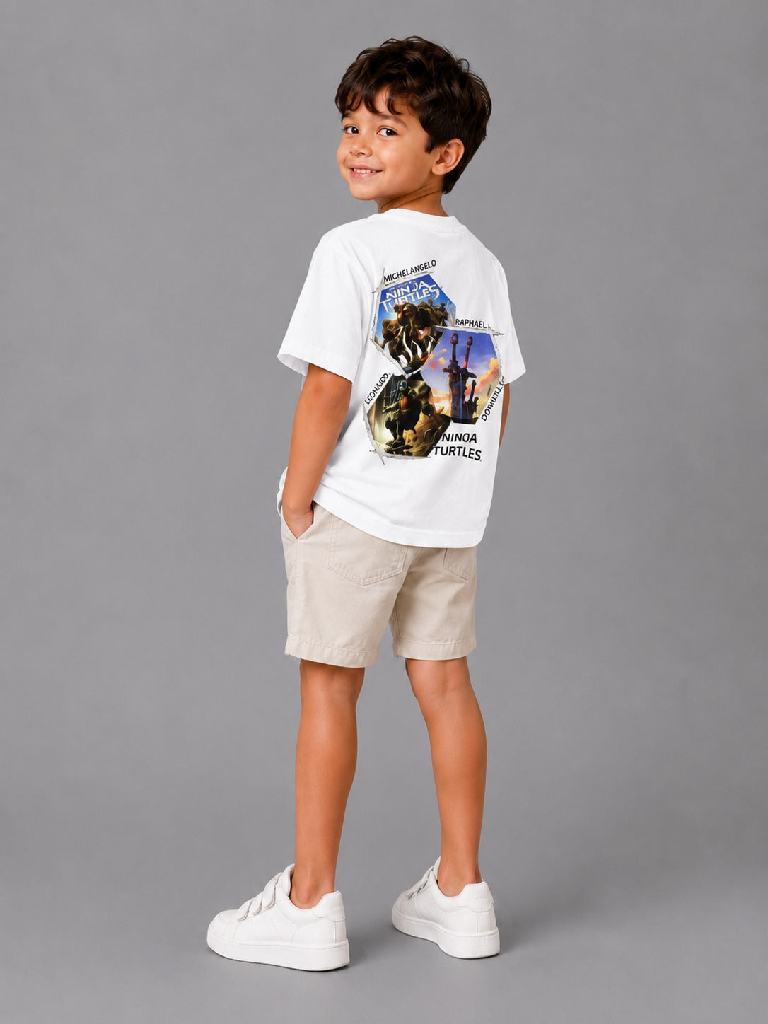 Boys' Ninja Turtles Graphic T-Shirt   Soft Cotton Casual Summer Outfit