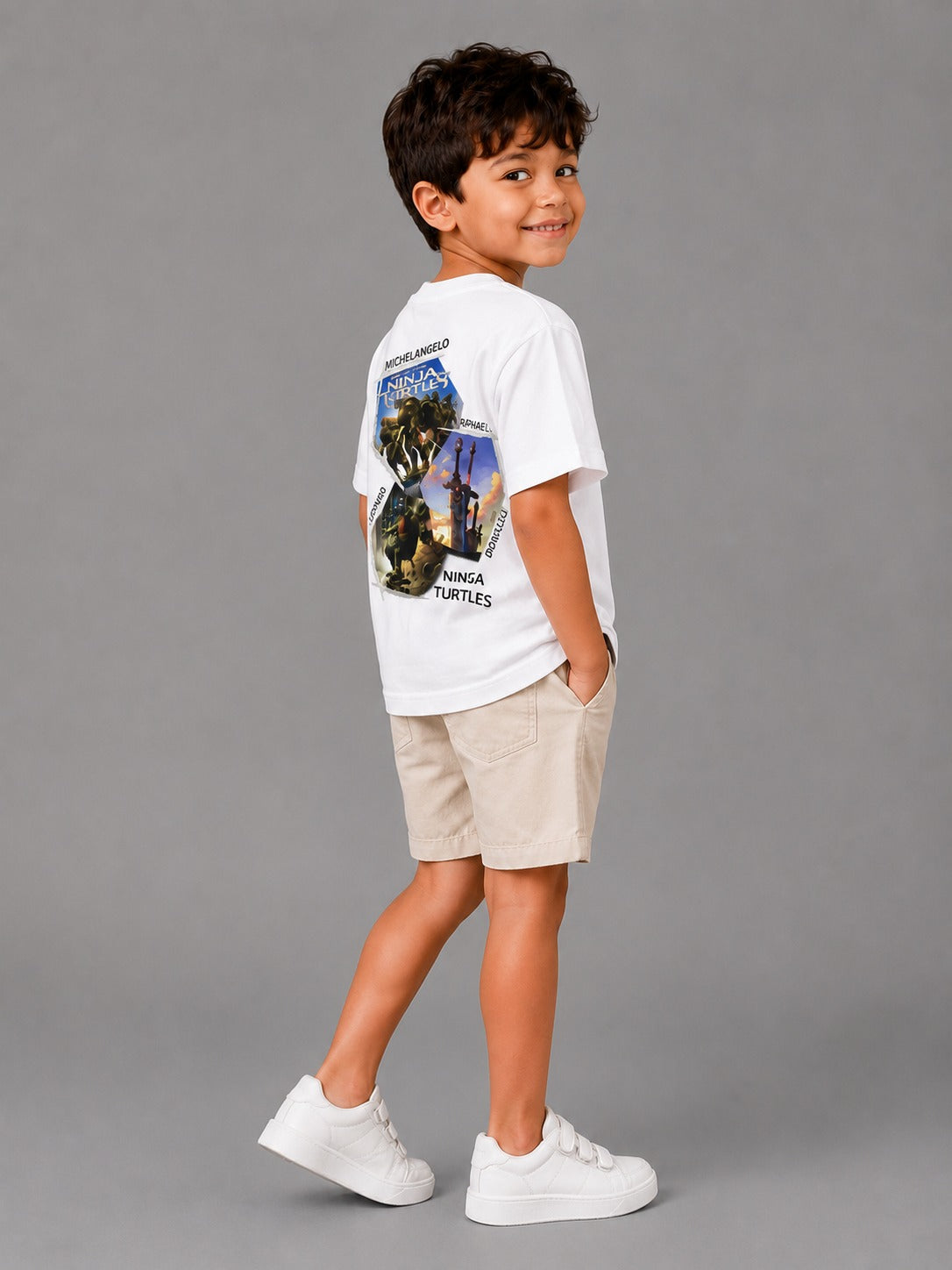 Boys' Ninja Turtles Graphic T-Shirt   Soft Cotton Casual Summer Outfit