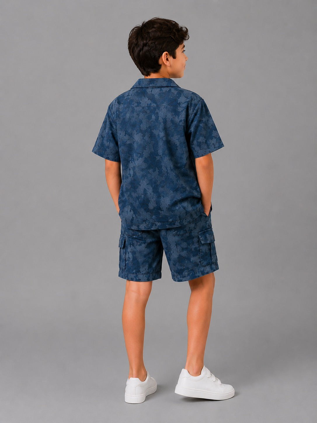 Boys' 3-Piece Camo Cargo Shorts Set | Graphic T-Shirt & Short Sleeve Button-Up Shirt