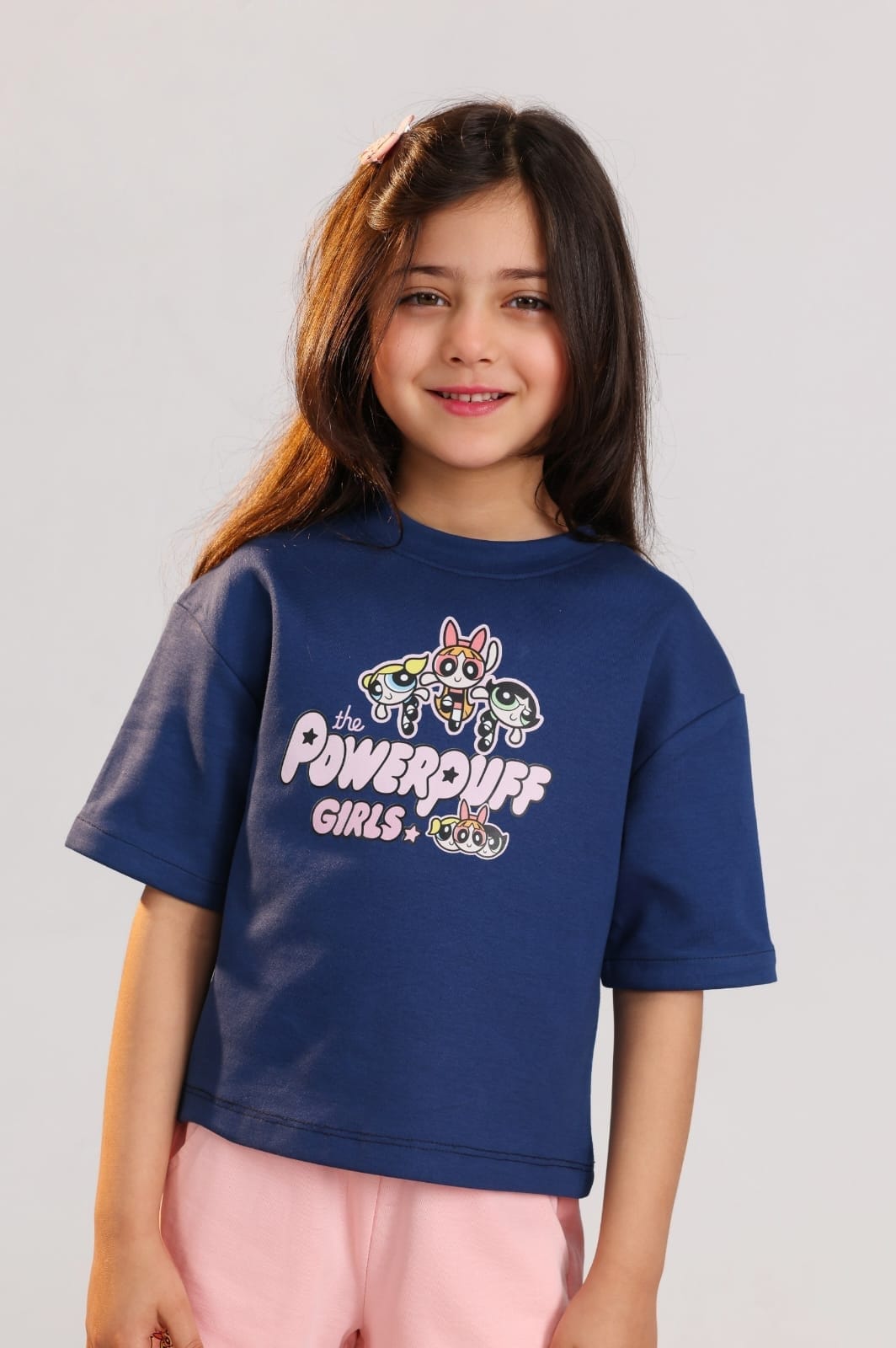 Girls' Powerpuff Girls Graphic T-Shirt & Pink Shorts Set | Soft Cotton Casual Summer Outfit