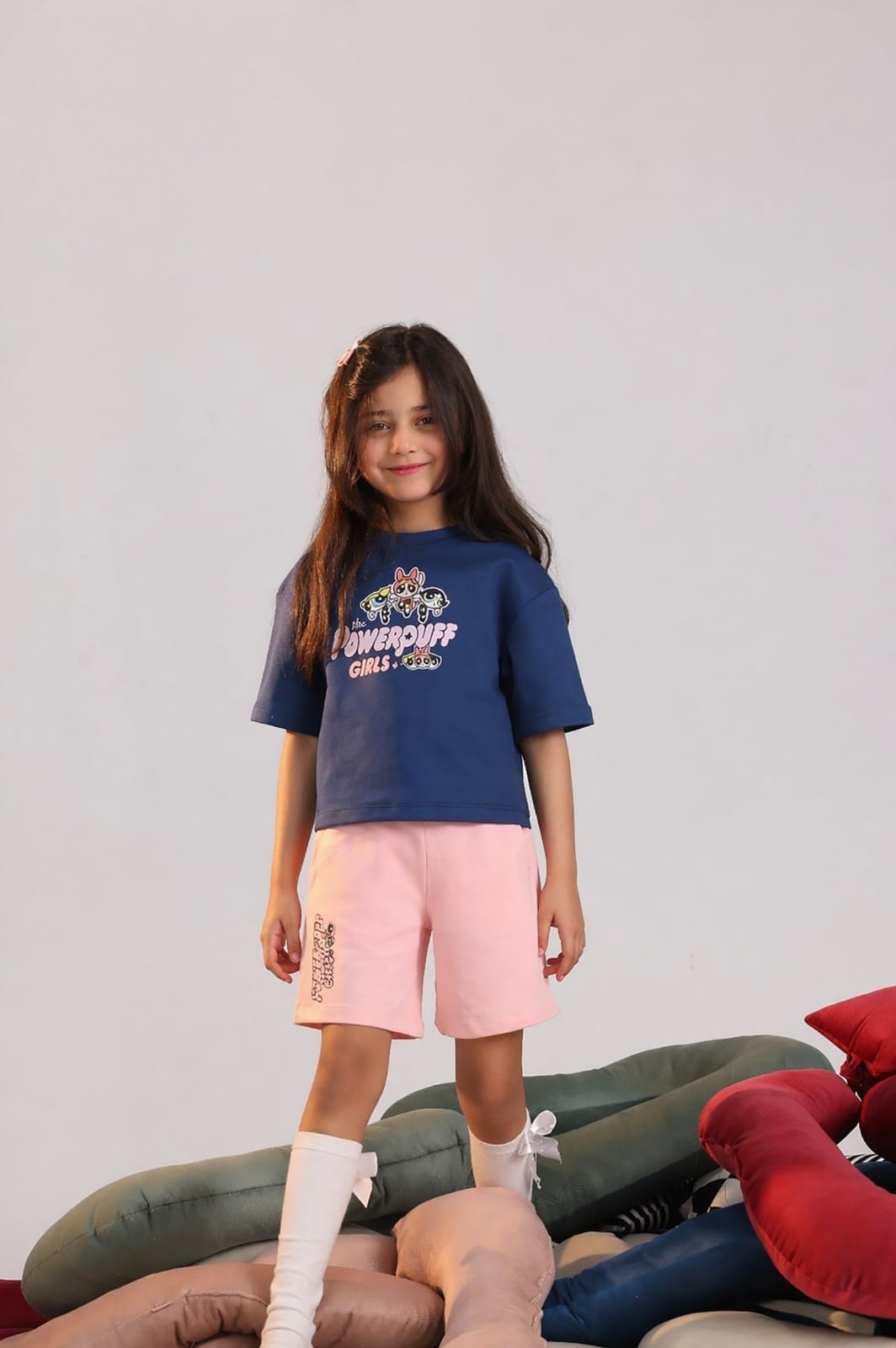 Girls' Powerpuff Girls Graphic T-Shirt & Pink Shorts Set | Soft Cotton Casual Summer Outfit