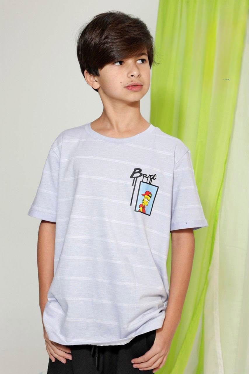 Boys' Bart Simpson Graphic T-Shirt & Knee-Length Shorts Set – Soft Cotton 2-Piece Casual Home wear for Kids