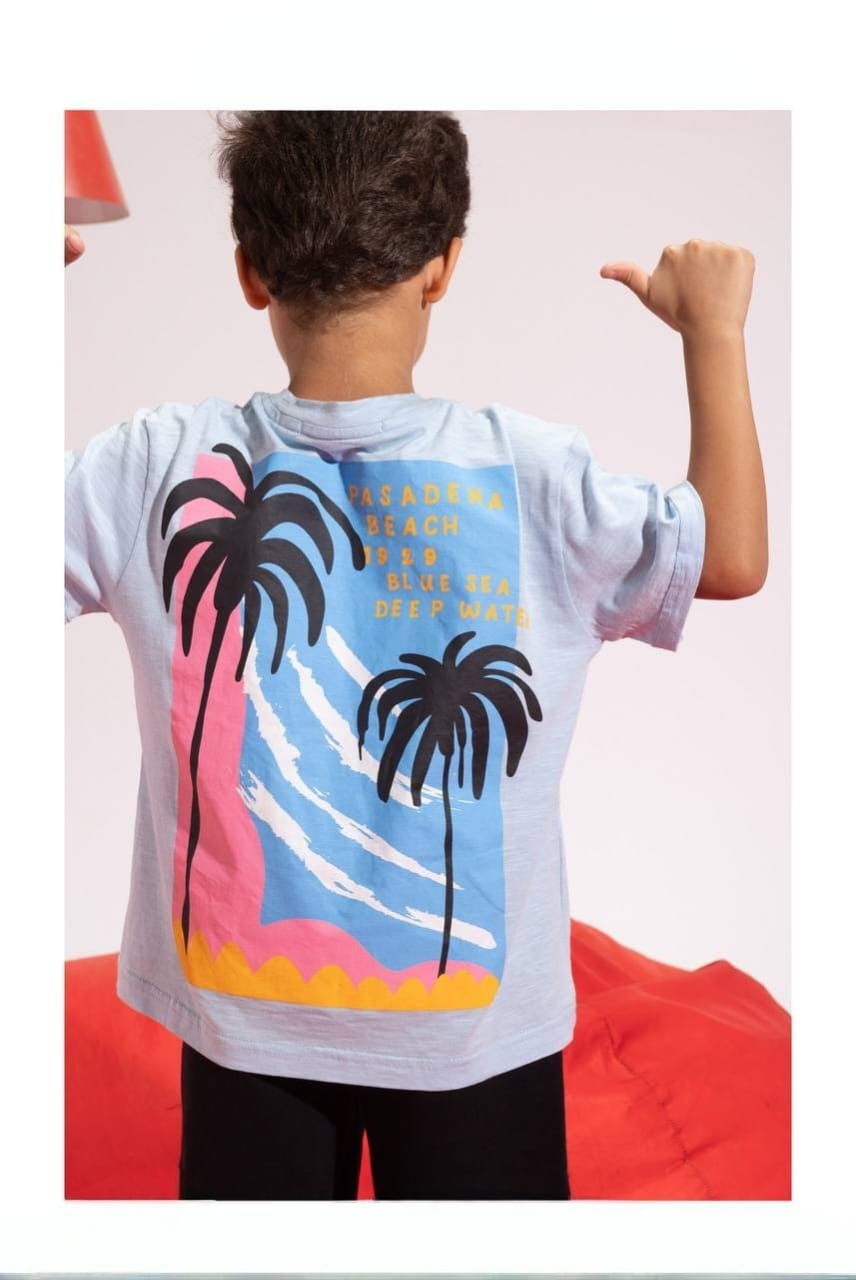 Boys' Summer Graphic T-Shirt & Shorts Set – Palm Tree Cotton 2-Piece Casual Outfit