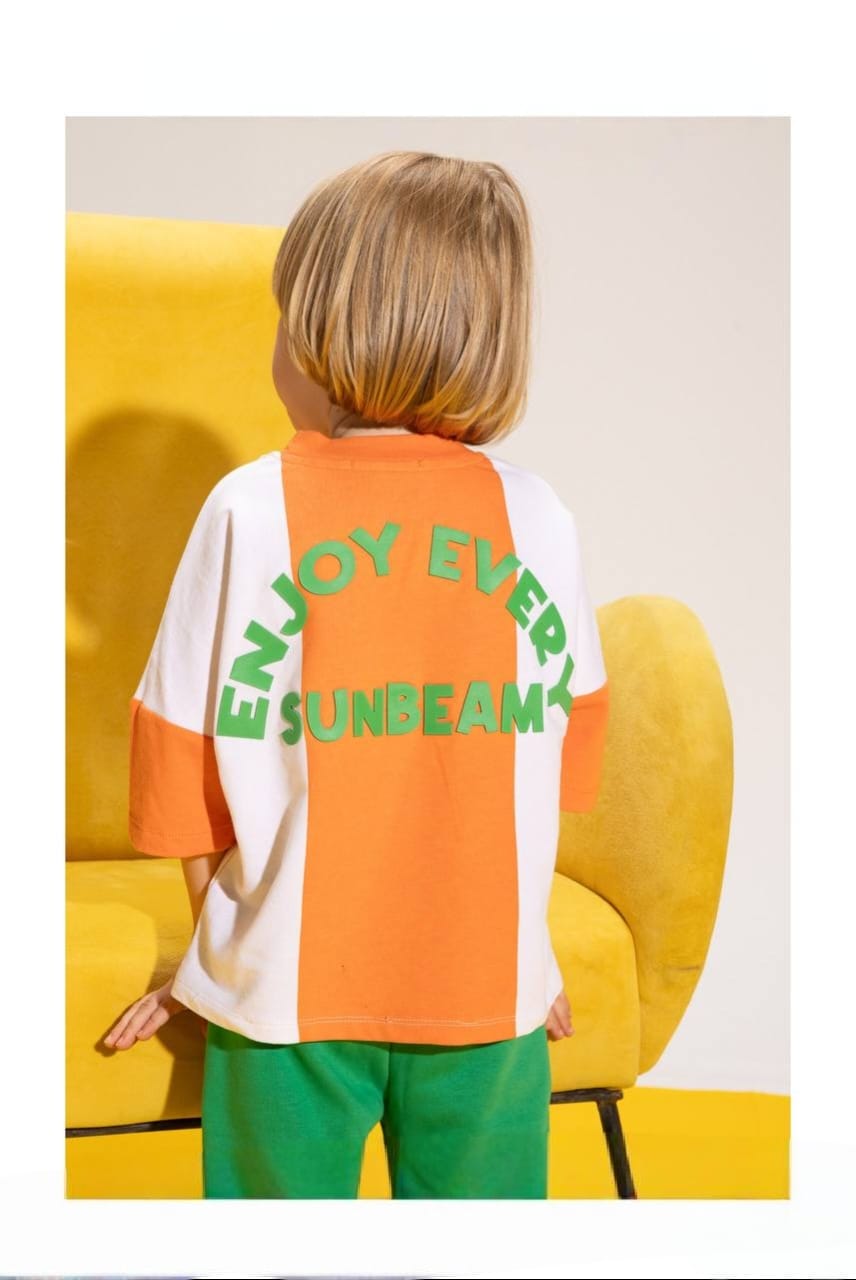 Boys' Color Block T-Shirt & Green Shorts Set – Cotton Summer 2-Piece Casual Outfit